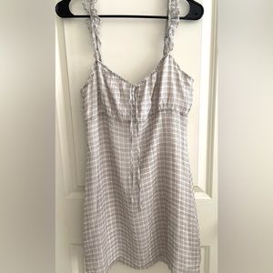 Altar’d State Gray and White Plaid Lined Mini Dress sz M